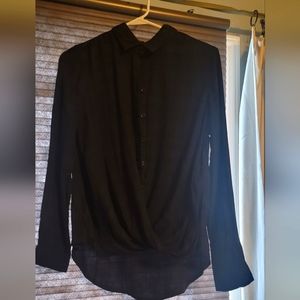 Navy and Black Plaid Blouse